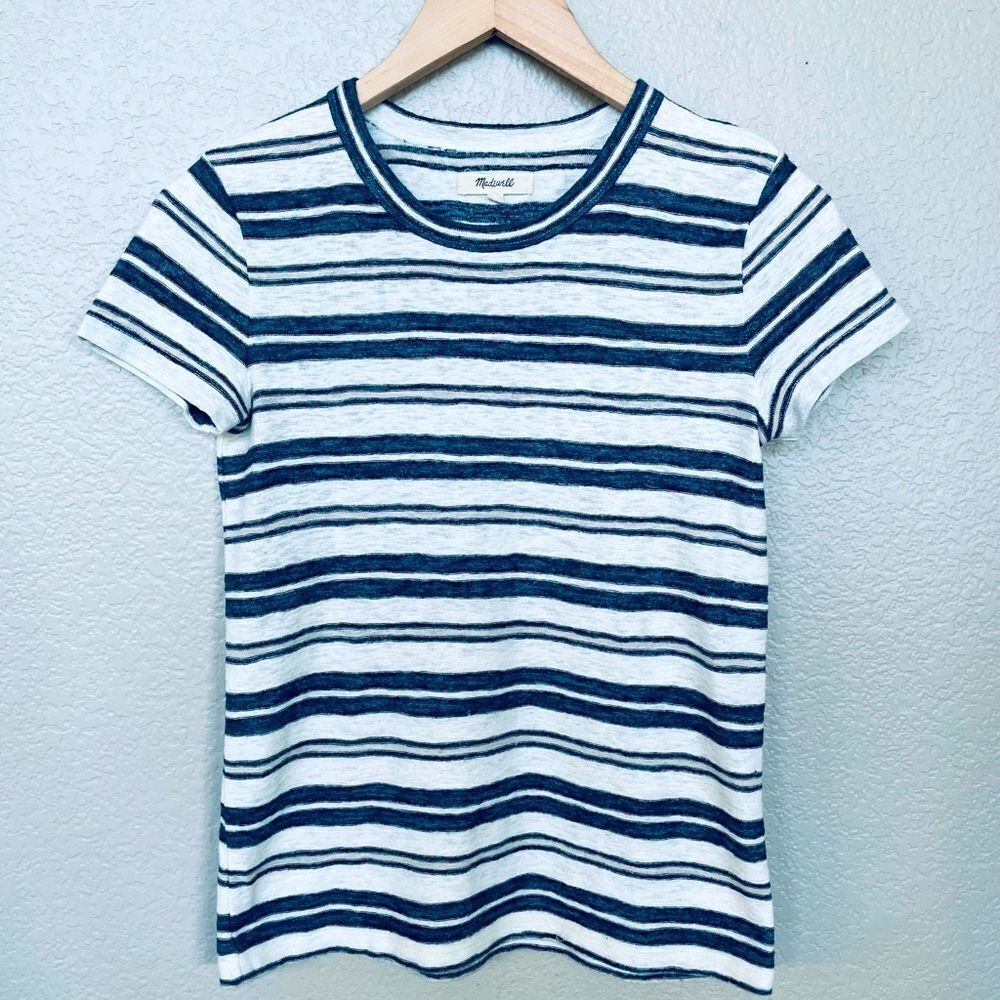 Madewell Navy White Stripes Tee Shirt Top XXS